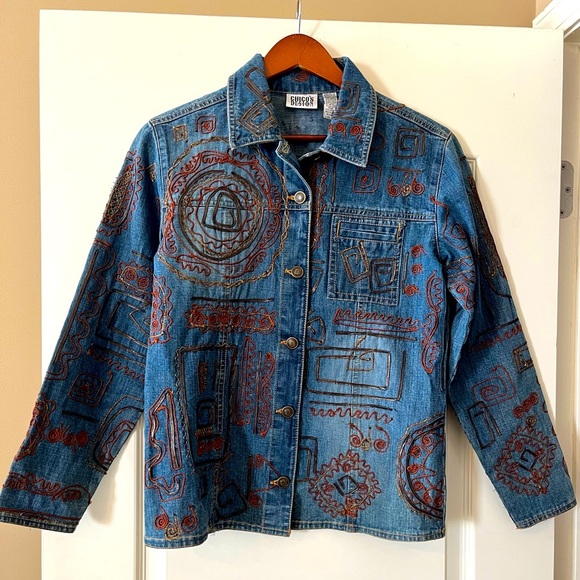 Chico's Jackets & Blazers - Chico’s Mixed Media Embroidered Denim Jacket Women’s Size Small